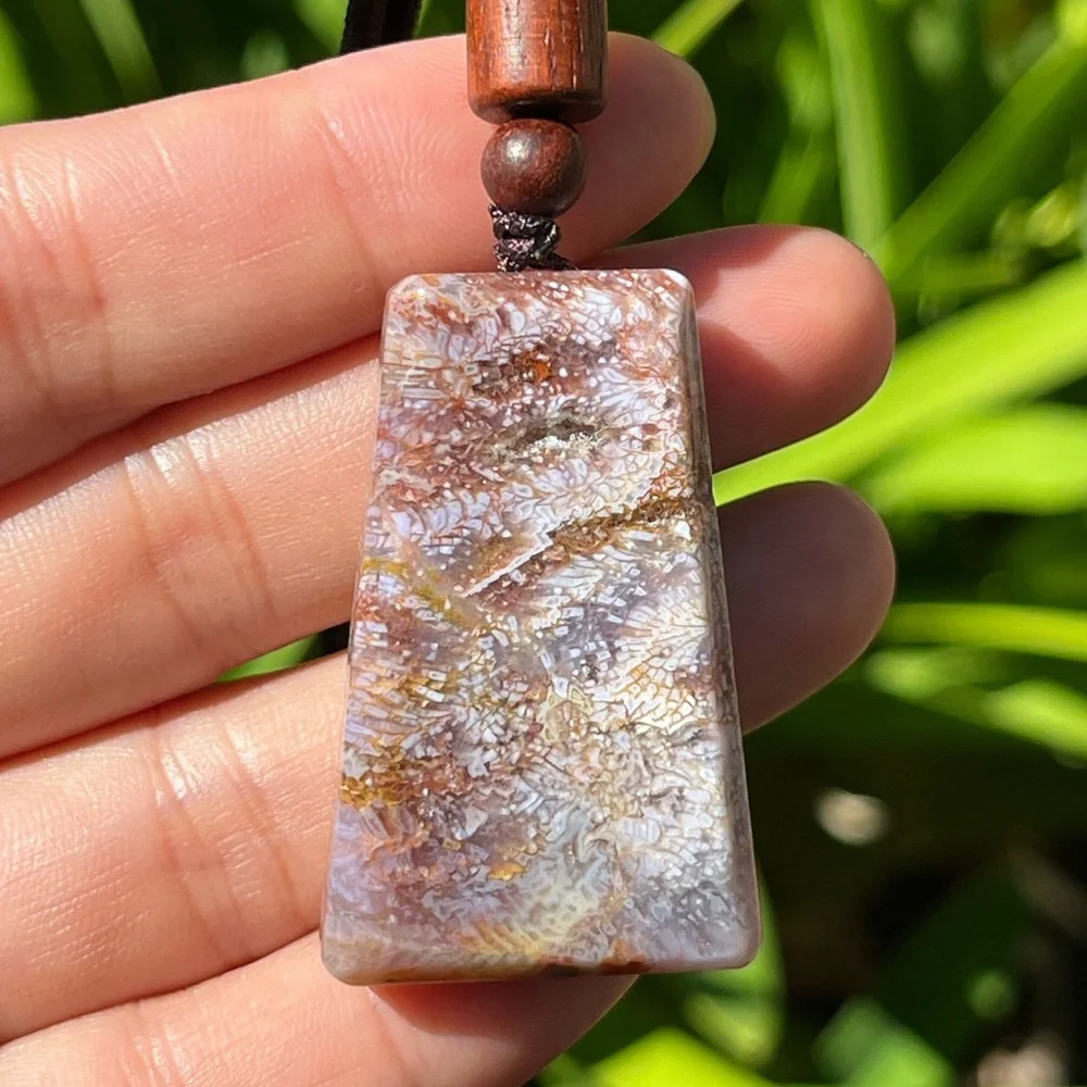 Trapezoid colorful coral jade adjustable‎ cord necklace